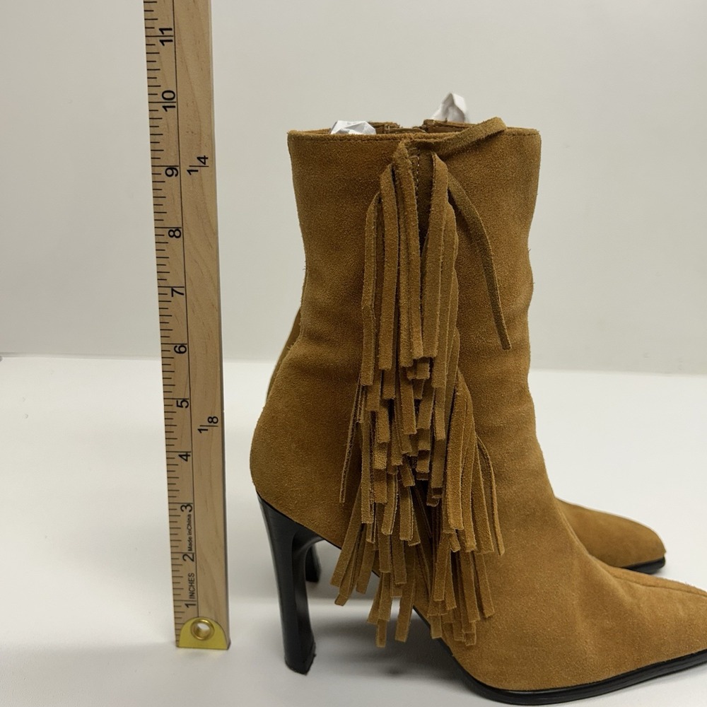 Predictions Suede Fringe Western Boots Vintage Y2K Boho Festival Heeled Size 6 - Picture 16 of 16
